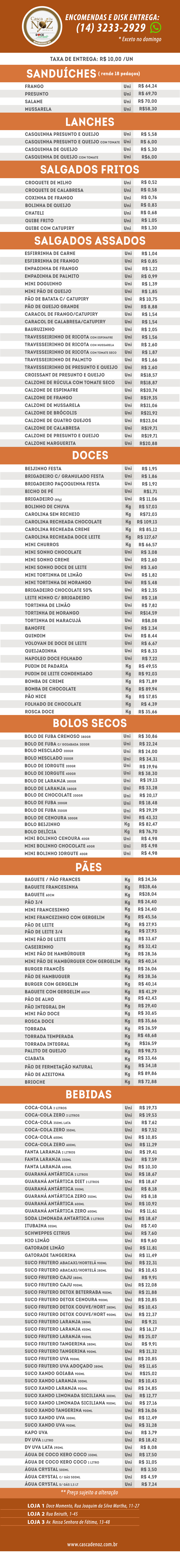 Casca Tabela de Precos Atualizada Jun 2025