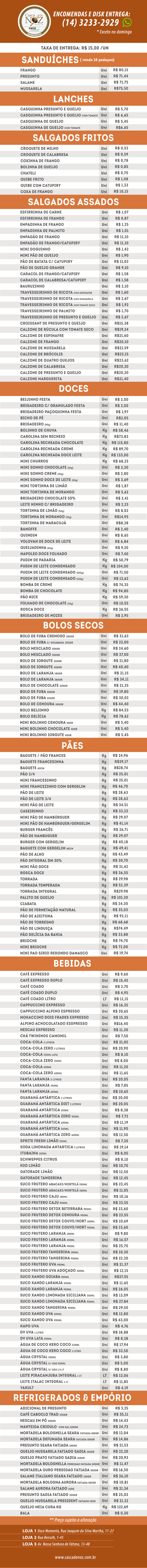 Casca Tabela de Precos Atualizada Jun 2025